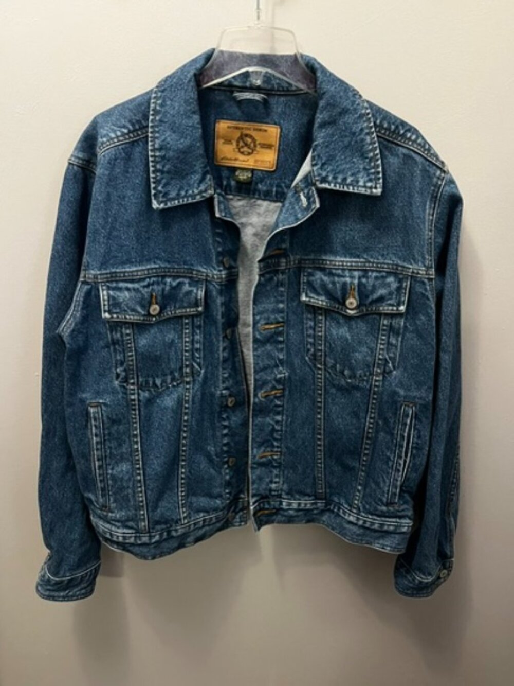 Men's Eddie Bauer Authentic Denim Blue Jean Jacket, No 0223, Size L, Ex Cond!